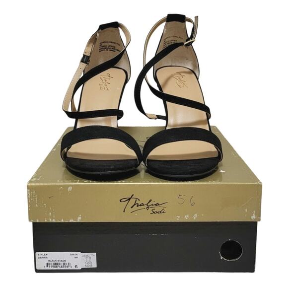 Thalia Sodi Women Darria Cross Strap High Heeled Sandals Size US 9M Black - Picture 7 of 7